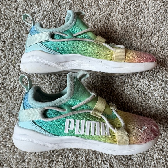 Girls Puma Rainbow Rift slip on running sneakers Pink & Yellow Sneakers Size 8 - Picture 6 of 10
